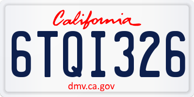 CA license plate 6TQI326