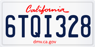 CA license plate 6TQI328