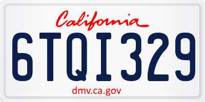 CA license plate 6TQI329