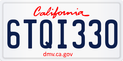 CA license plate 6TQI330