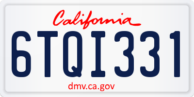 CA license plate 6TQI331