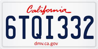 CA license plate 6TQI332