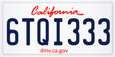 CA license plate 6TQI333