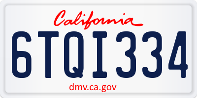 CA license plate 6TQI334