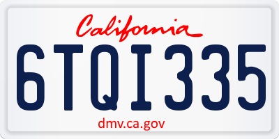 CA license plate 6TQI335