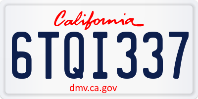 CA license plate 6TQI337