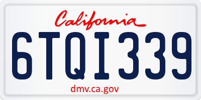 CA license plate 6TQI339