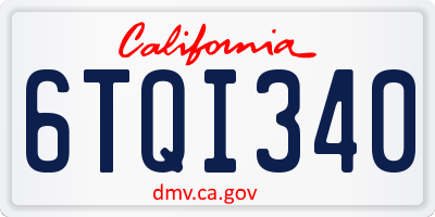 CA license plate 6TQI340