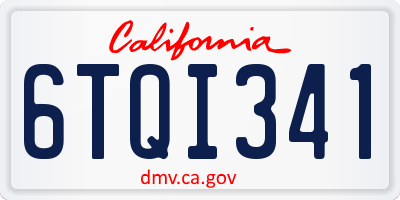 CA license plate 6TQI341