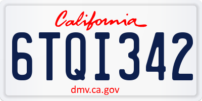 CA license plate 6TQI342