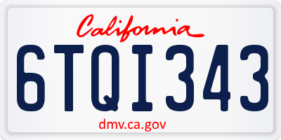 CA license plate 6TQI343
