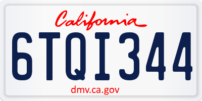 CA license plate 6TQI344