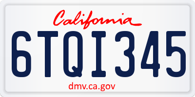 CA license plate 6TQI345