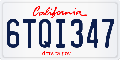 CA license plate 6TQI347