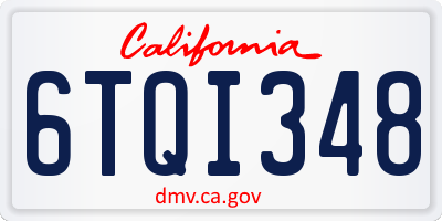 CA license plate 6TQI348