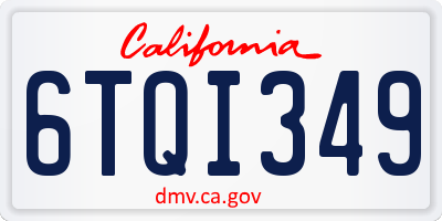 CA license plate 6TQI349