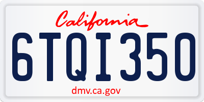 CA license plate 6TQI350