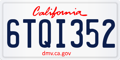 CA license plate 6TQI352