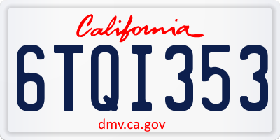 CA license plate 6TQI353