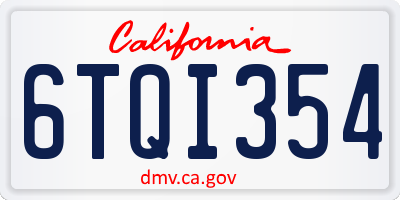 CA license plate 6TQI354
