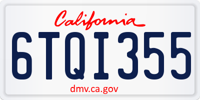 CA license plate 6TQI355