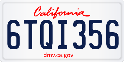 CA license plate 6TQI356