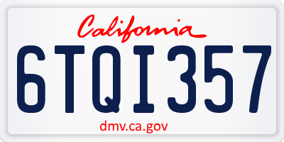 CA license plate 6TQI357
