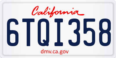 CA license plate 6TQI358