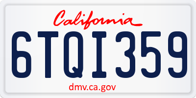 CA license plate 6TQI359
