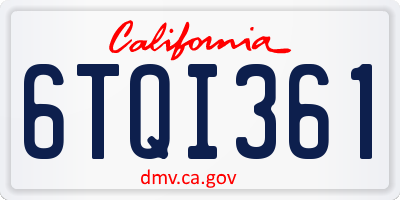 CA license plate 6TQI361