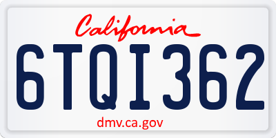 CA license plate 6TQI362