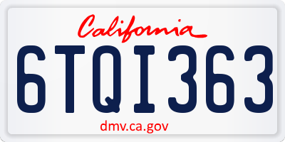 CA license plate 6TQI363