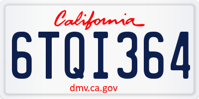 CA license plate 6TQI364