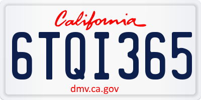 CA license plate 6TQI365