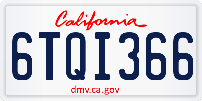 CA license plate 6TQI366