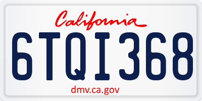 CA license plate 6TQI368