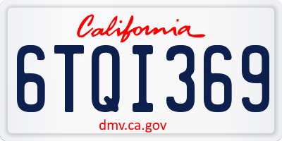 CA license plate 6TQI369
