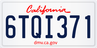 CA license plate 6TQI371