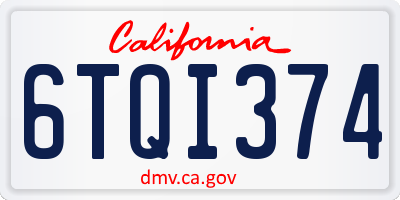 CA license plate 6TQI374