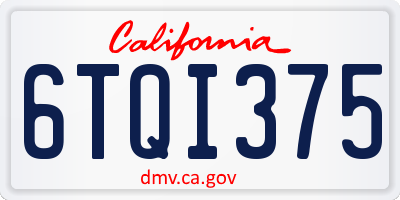 CA license plate 6TQI375