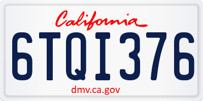 CA license plate 6TQI376