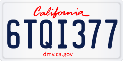 CA license plate 6TQI377