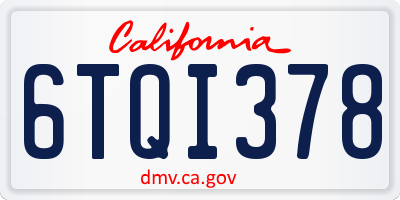 CA license plate 6TQI378