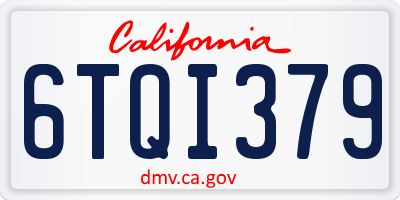 CA license plate 6TQI379
