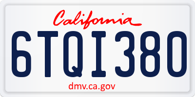 CA license plate 6TQI380