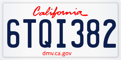 CA license plate 6TQI382