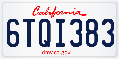 CA license plate 6TQI383