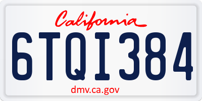 CA license plate 6TQI384