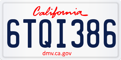 CA license plate 6TQI386