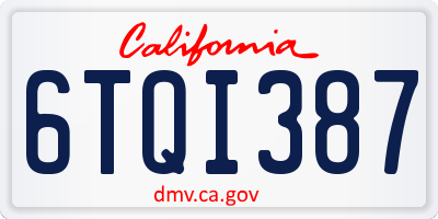 CA license plate 6TQI387